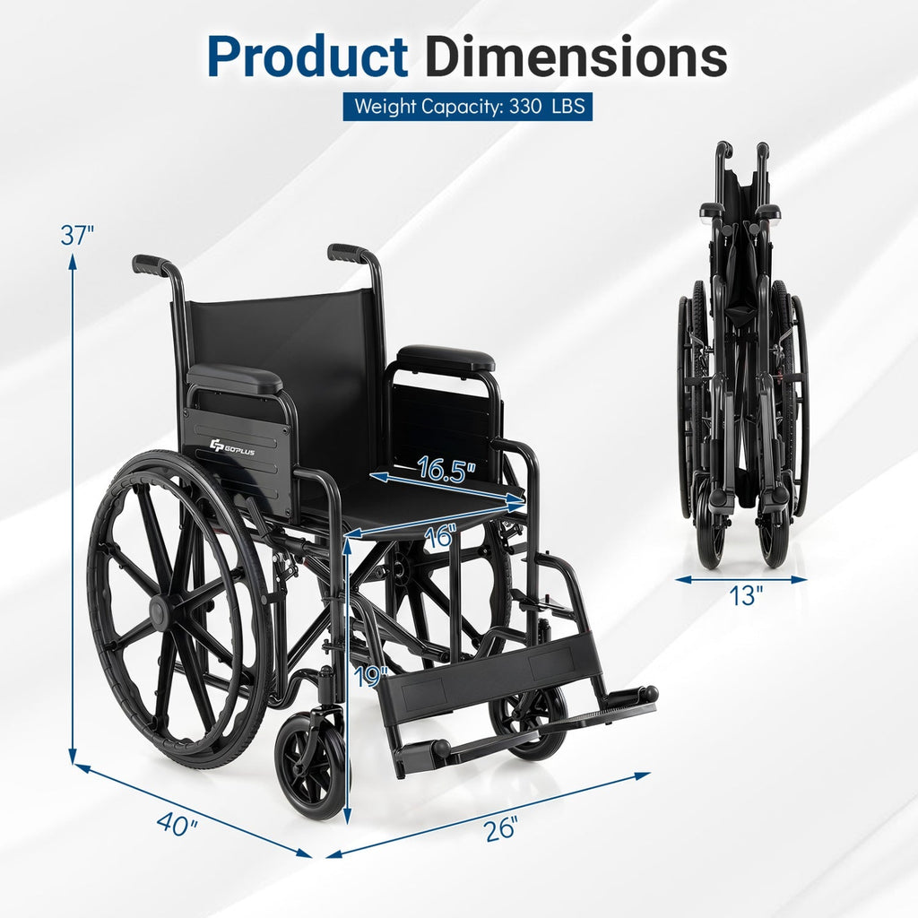 Folding Wheelchair for Adults with Swing-Away Footrest