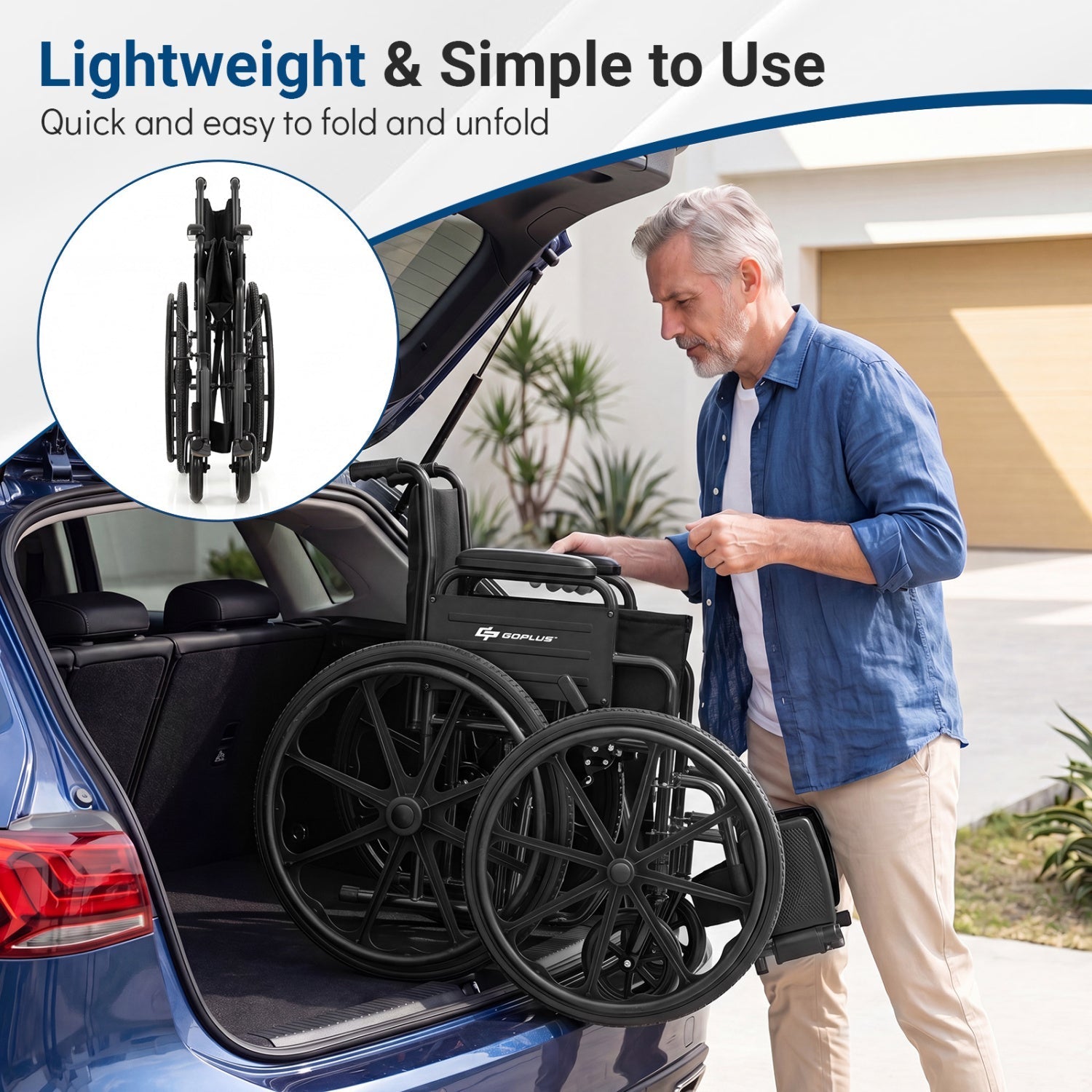 Folding Wheelchair for Adults with Swing-Away Footrest