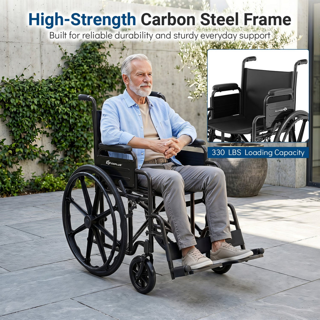 Folding Wheelchair for Adults with Swing-Away Footrest