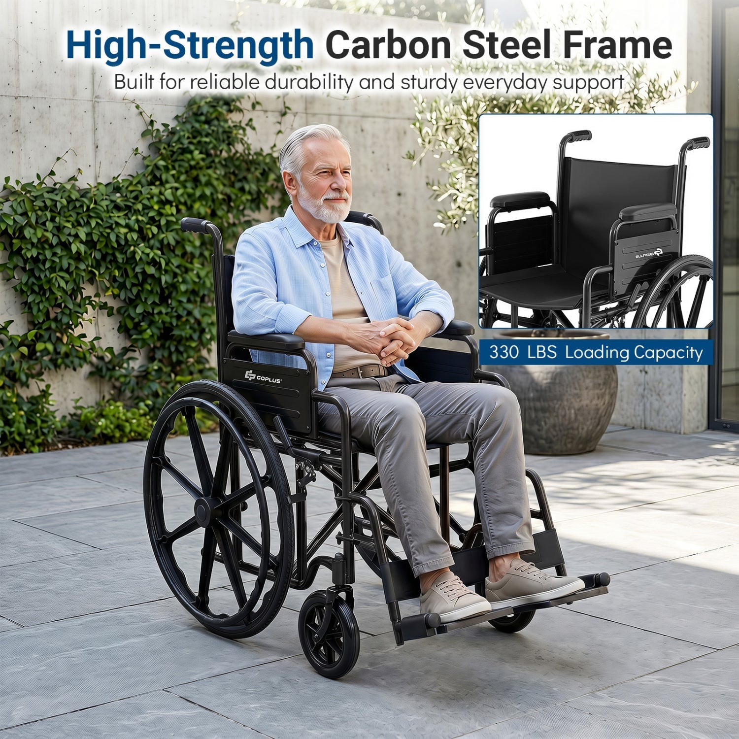 Folding Wheelchair for Adults with Swing-Away Footrest