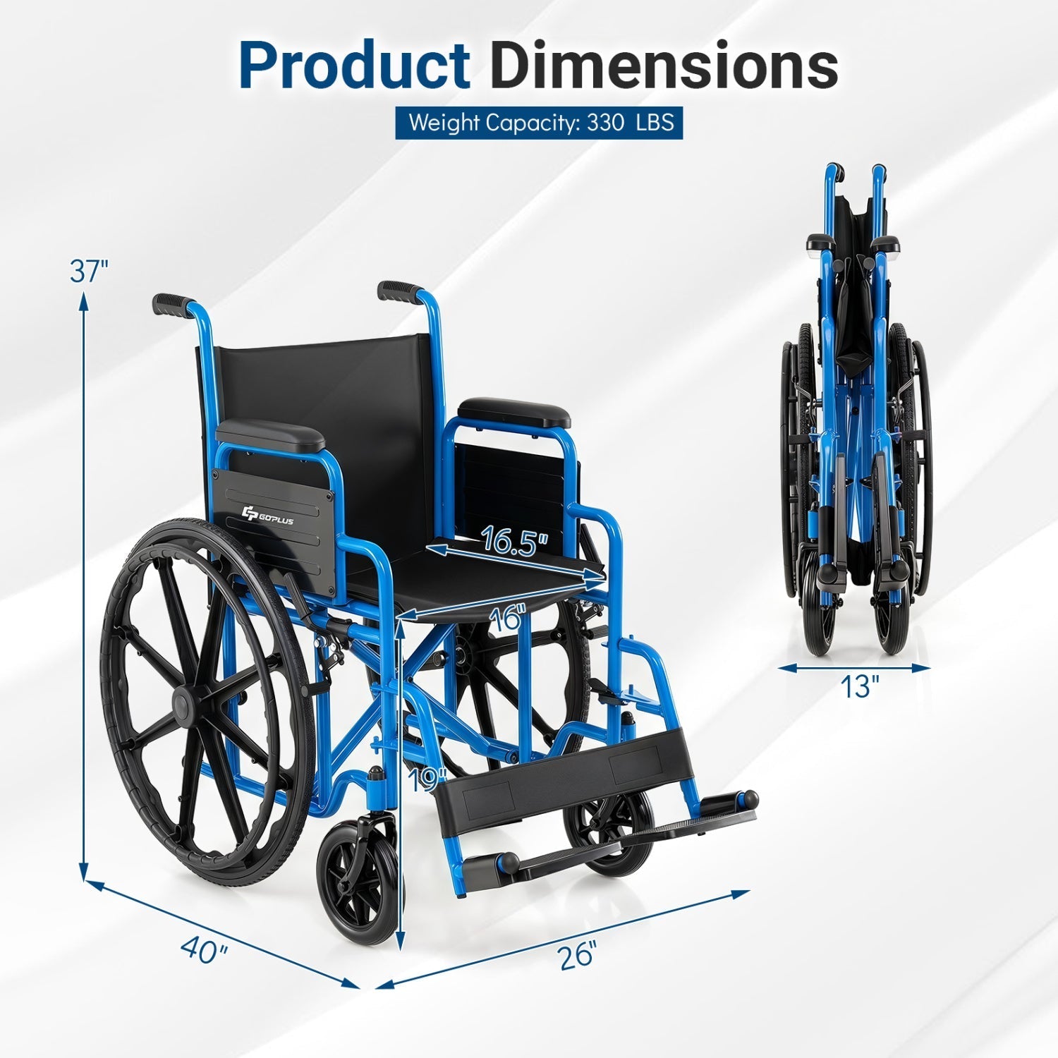 Folding Wheelchair for Adults with Swing-Away Footrest