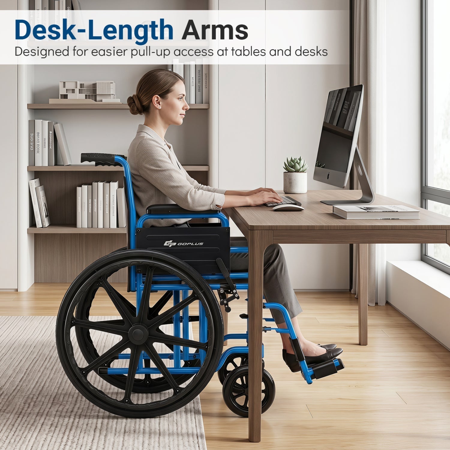 Folding Wheelchair for Adults with Swing-Away Footrest