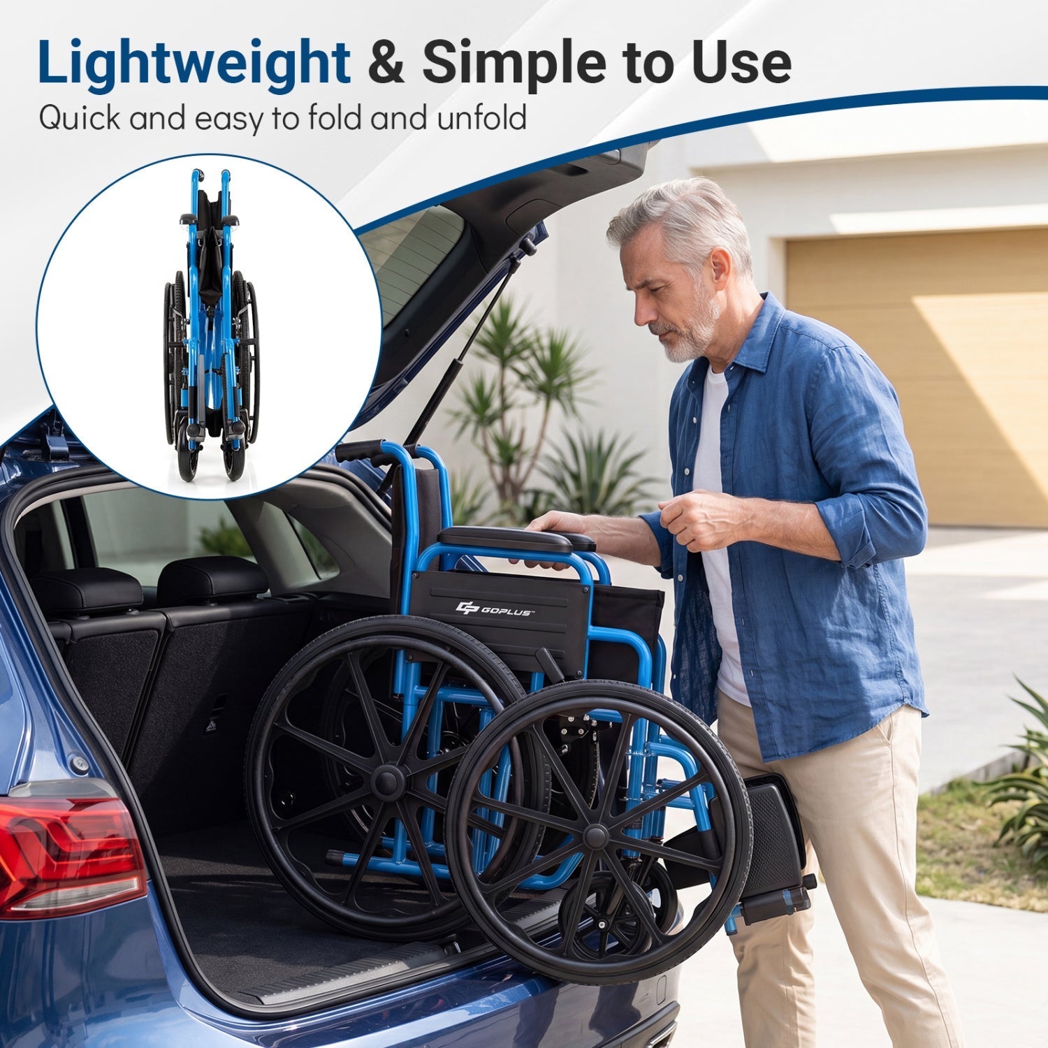 Folding Wheelchair for Adults with Swing-Away Footrest