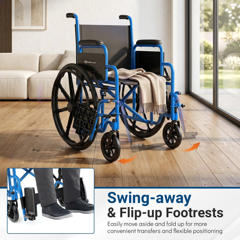 Folding Wheelchair for Adults with Swing-Away Footrest