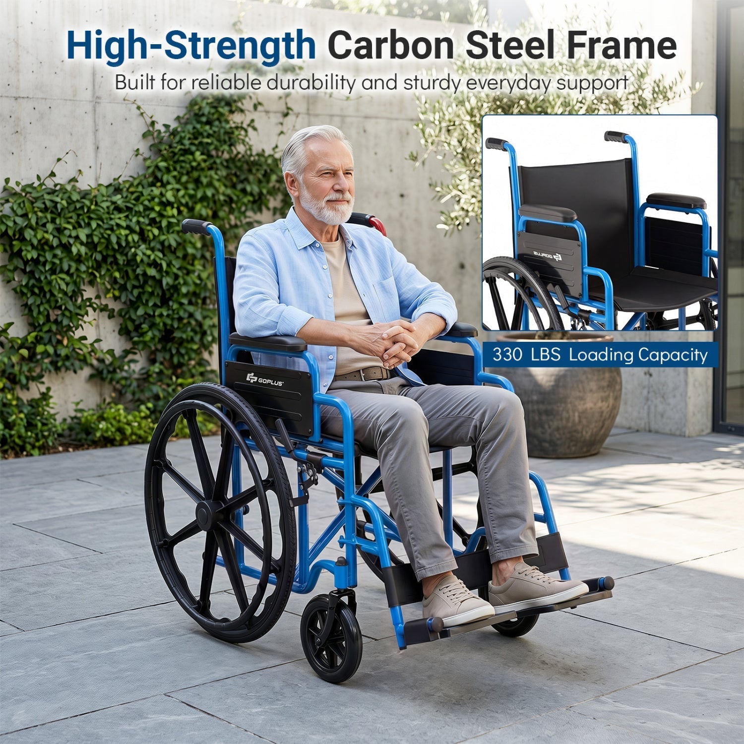Folding Wheelchair for Adults with Swing-Away Footrest