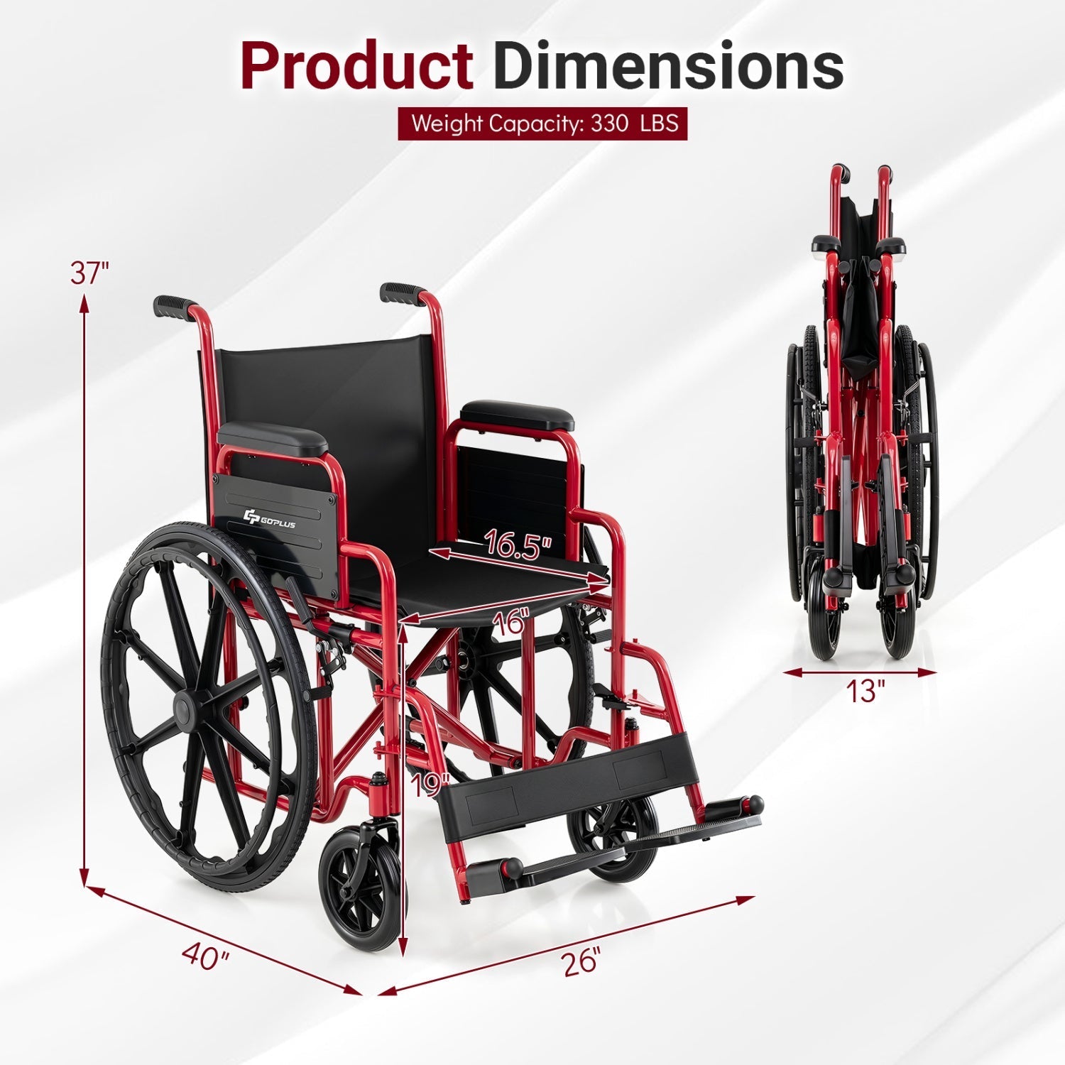 Folding Wheelchair for Adults with Swing-Away Footrest