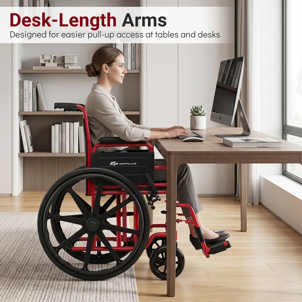Folding Wheelchair for Adults with Swing-Away Footrest