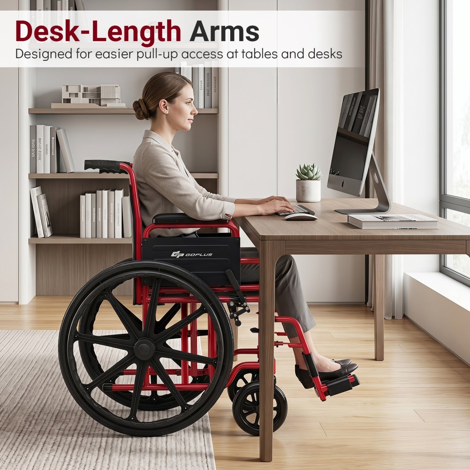 Folding Wheelchair for Adults with Swing-Away Footrest