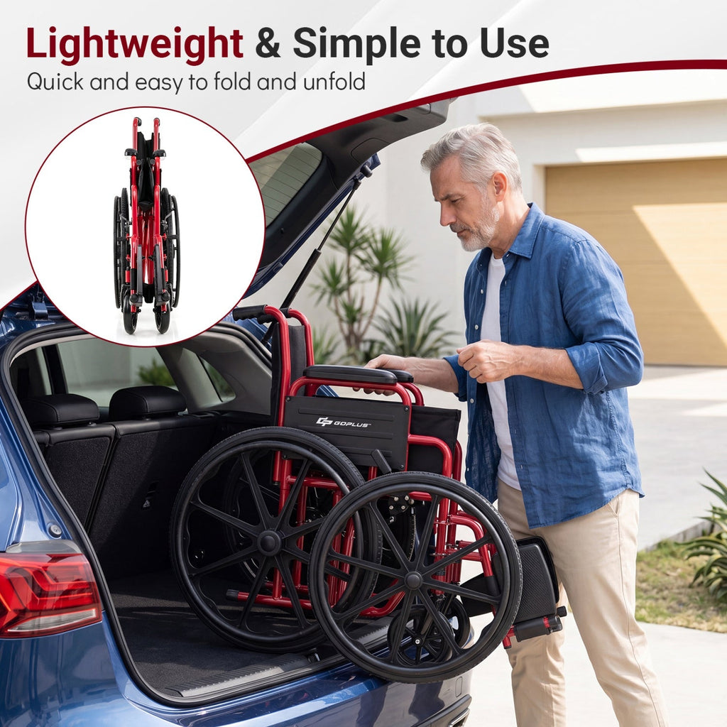 Folding Wheelchair for Adults with Swing-Away Footrest