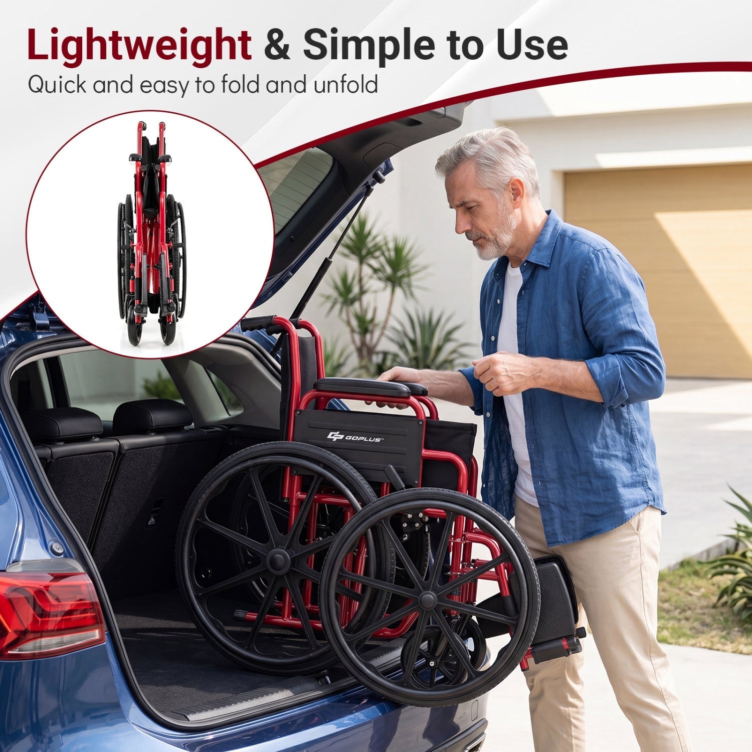 Folding Wheelchair for Adults with Swing-Away Footrest
